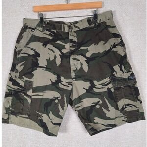 Wrangler Mens Camo Cargo Shorts Green Brown 100% Cotton Size 38